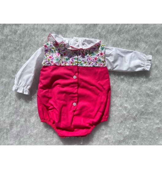 Conjunto Body Flores Rosa Vivo 
