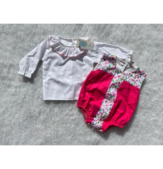 Conjunto Body Flores Rosa Vivo 