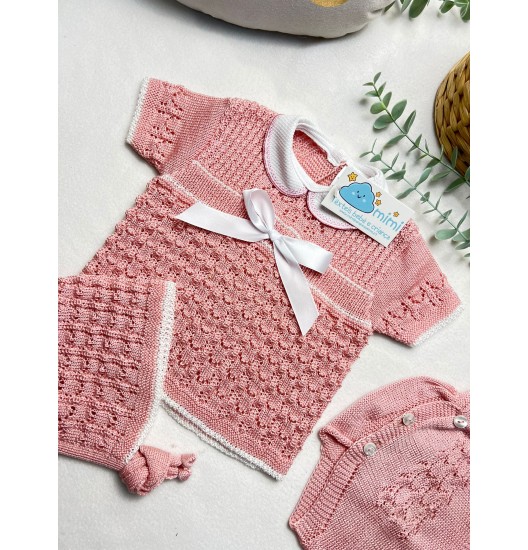 Conjunto 3 Peças Laço Rosa Velho  