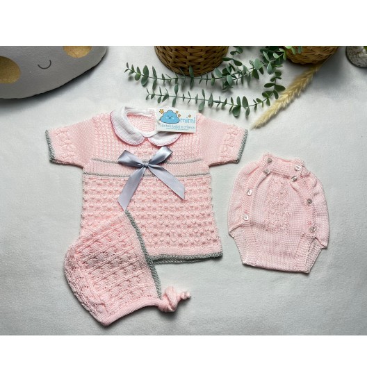 Conjunto 3 Peças Laço Rosa 