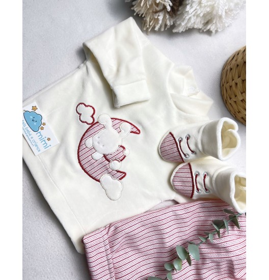 Conjunto Coelhinho na Lua Vermelho