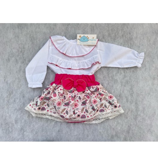 Conjunto Passarinhos Rosa Vivo  