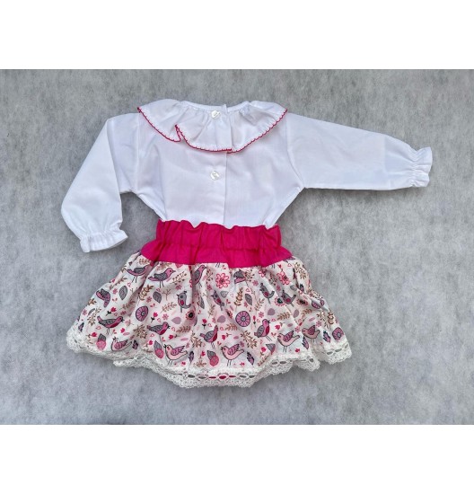 Conjunto Passarinhos Rosa Vivo  