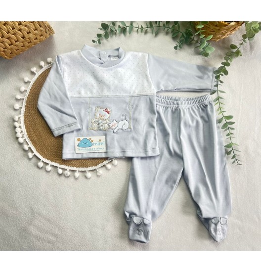 Conjunto Ursinho e Gato Cinza