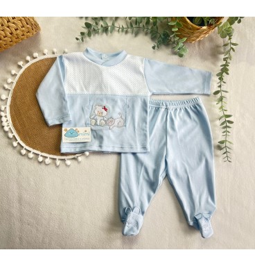 Conjunto Ursinho e Gato Azul  