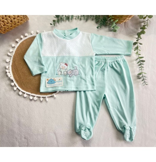 Conjunto Ursinho e Gato Verde