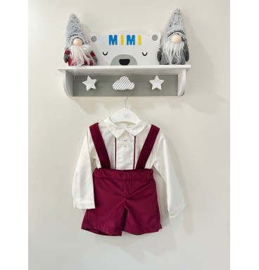 Conjunto Menino Veludo Bordô  