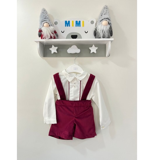 Conjunto Menino Veludo Bordô  