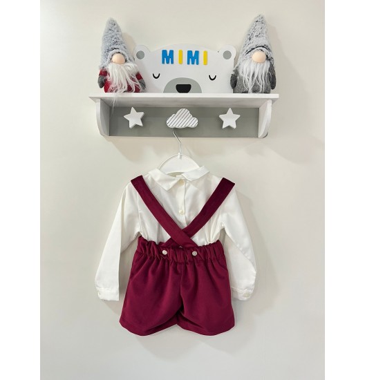 Conjunto Menino Veludo Bordô  
