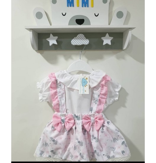 Conjunto 2 Lacinhos Flores Rosa 