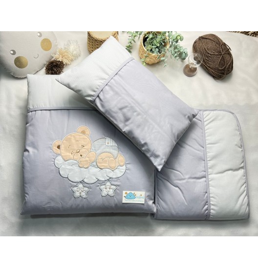 Edredão Ursinho Nuvem Cinza  