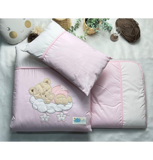 Edredão Ursinho Nuvem Rosa  