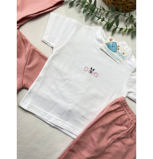 Fato de Treino 3 Peças Cãozinho Rosa  