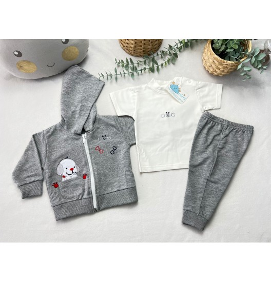 Fato de Treino 3 Peças Cãozinho Cinza 