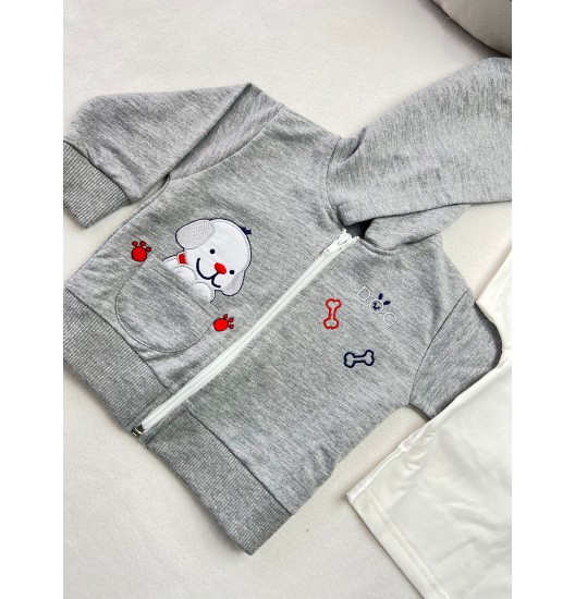 Fato de Treino 3 Peças Cãozinho Cinza 