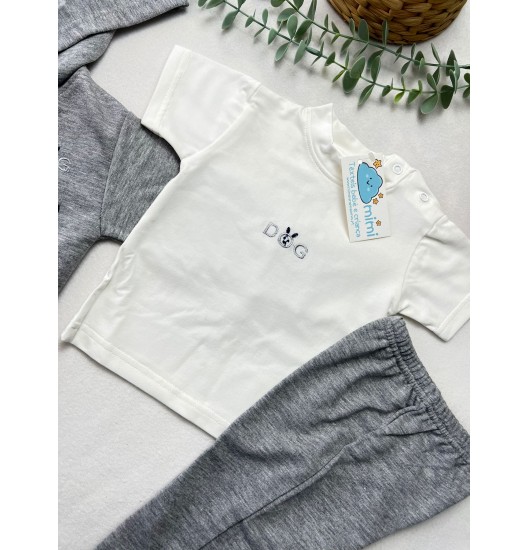 Fato de Treino 3 Peças Cãozinho Cinza 