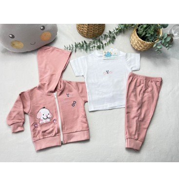 Fato de Treino 3 Peças Cãozinho Rosa  