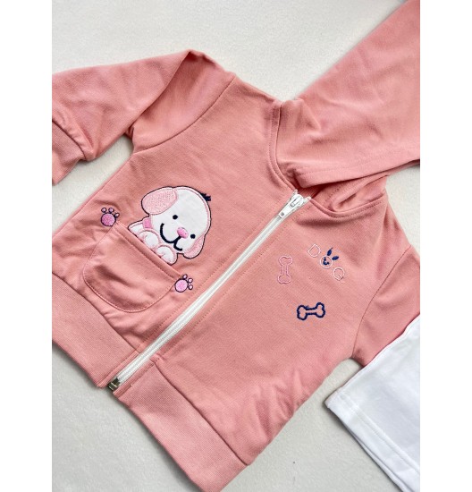 Fato de Treino 3 Peças Cãozinho Rosa  