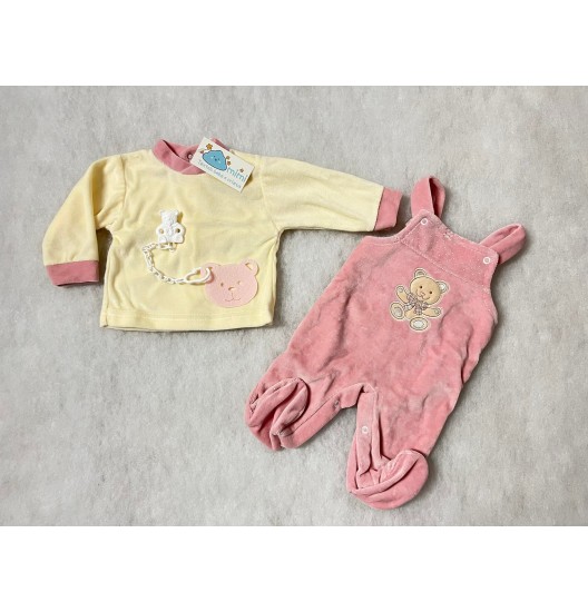 Jardineira Ursinho Rosa Velho