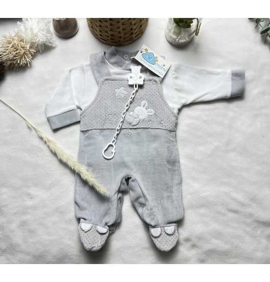 Jardineira Coelhinho Cinza