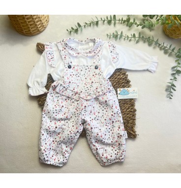 Conjunto Jardineira Flores 