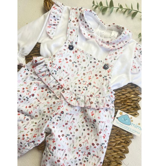 Conjunto Jardineira Flores 