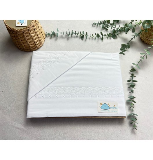 Jogo de Cama Algodão Bordado Inglês