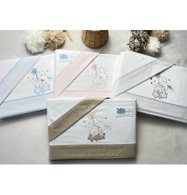 Jogo de Cama Flanela Coelhinho Estrelas