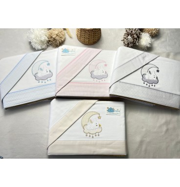 Jogo de Cama Flanela Coelhinho Lua/Nuvem