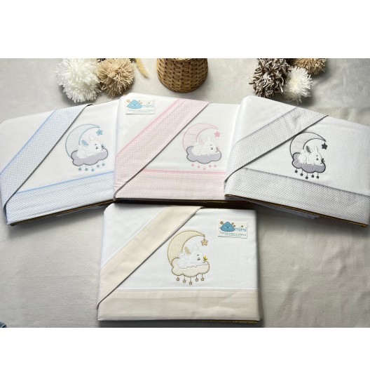 Jogo de Cama Flanela Coelhinho Lua/Nuvem