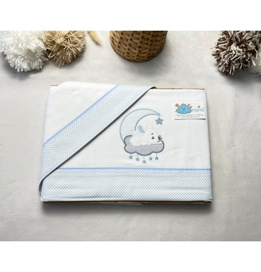 Jogo de Cama Flanela Coelhinho Lua/Nuvem