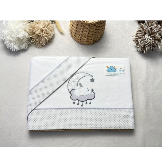 Jogo de Cama Flanela Coelhinho Lua/Nuvem