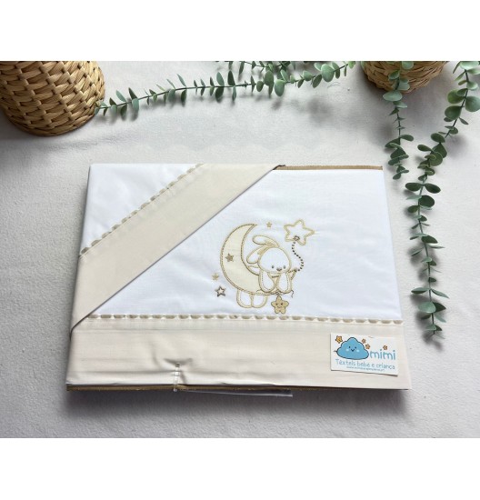 Jogo de Cama Algodão Coelho Lua