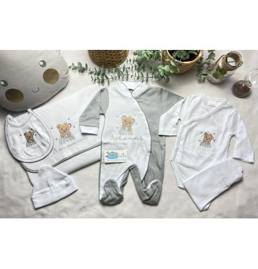 Kit 1ª Roupinha Arco íris Cinza