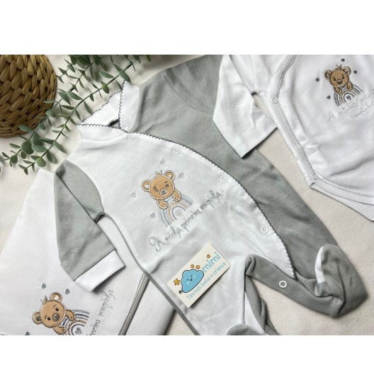 Kit 1ª Roupinha Arco íris Cinza