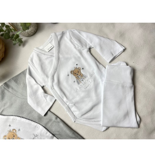 Kit 1ª Roupinha Arco íris Cinza