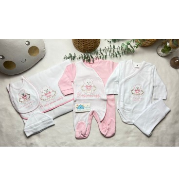 Kit 1ª Roupinha Ursinho Bebé Rosa