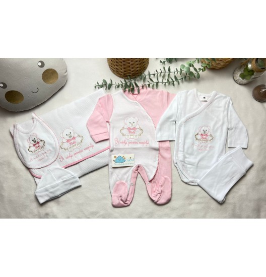 Kit 1ª Roupinha Ursinho Bebé Rosa