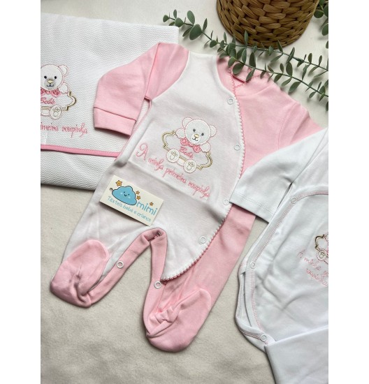 Kit 1ª Roupinha Ursinho Bebé Rosa