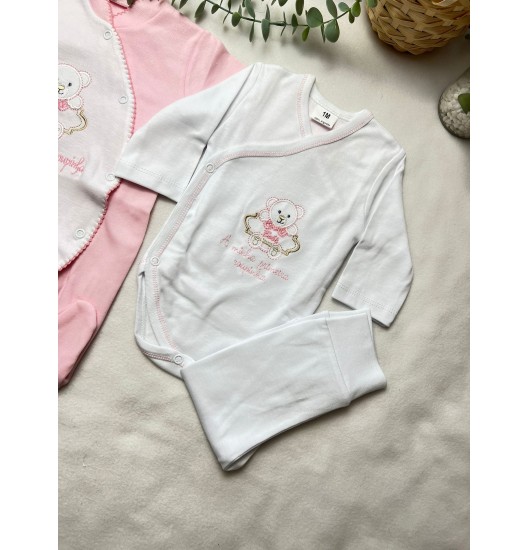 Kit 1ª Roupinha Ursinho Bebé Rosa