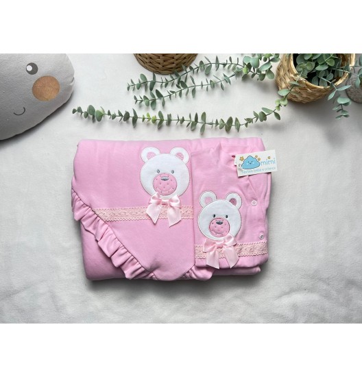 Manta + Babygrow Ursinho Rosa 