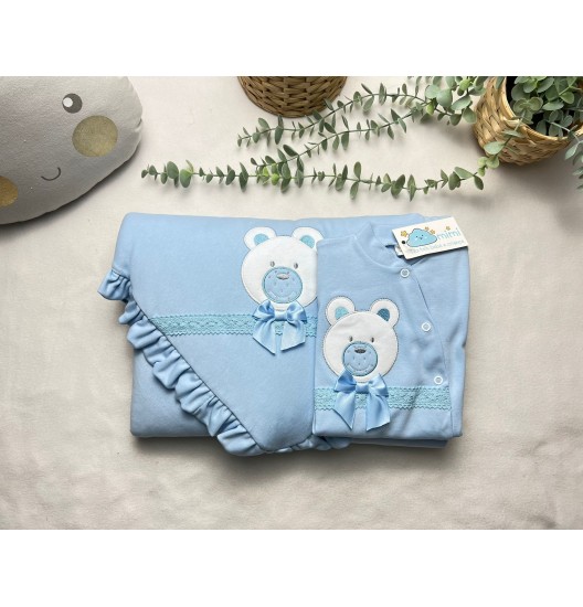 Manta + Babygrow Ursinho Azul 