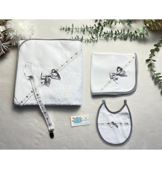 Kit Bordado Inglês Cinza  