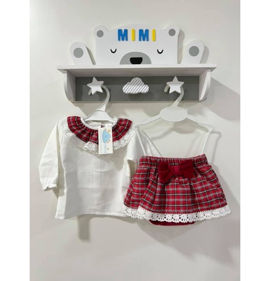 Conjunto Menina Xadrez Vermelho