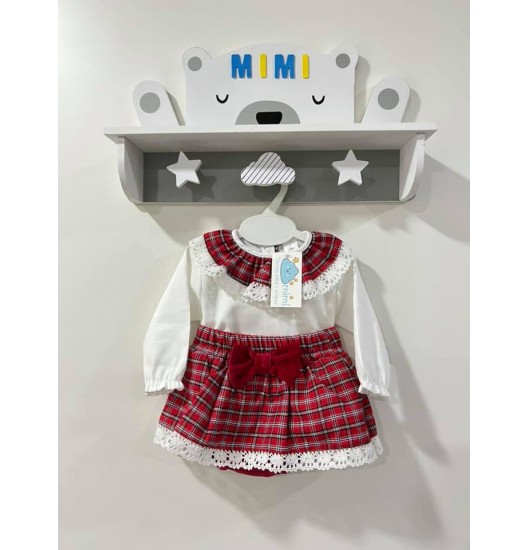 Conjunto Menina Xadrez Vermelho