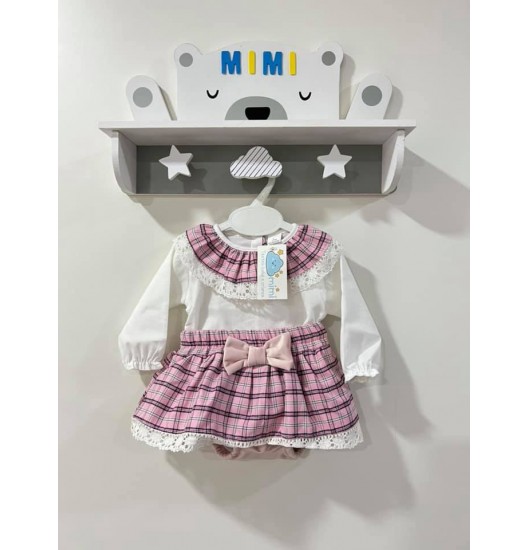 Conjunto Menina Xadrez Rosa