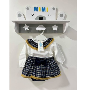 Conjunto Menina Xadrez Marinho