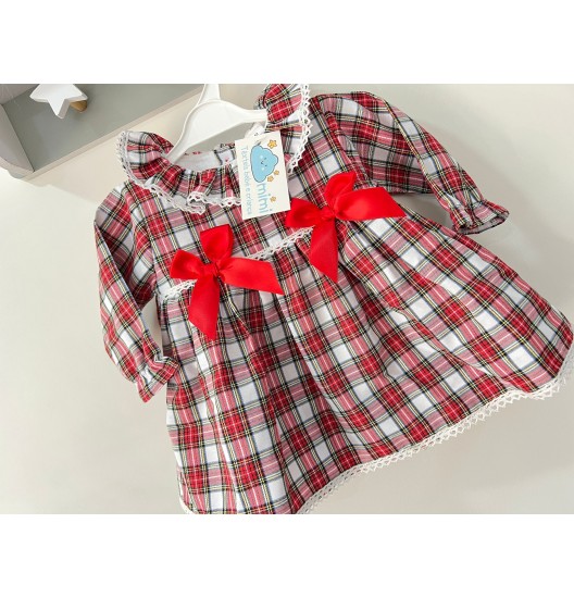 Vestido Xadrez Branco e Vermelho