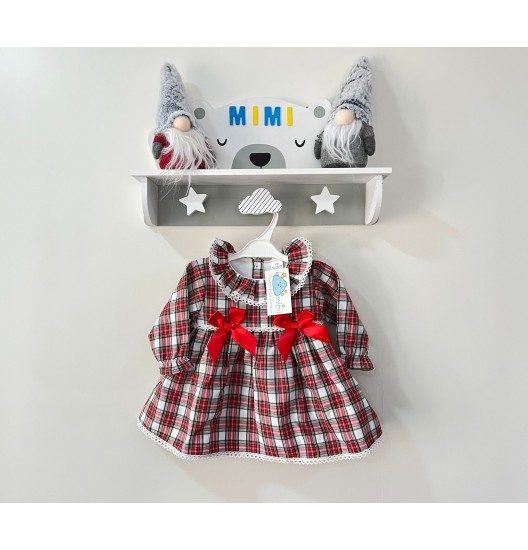 Vestido Xadrez Branco e Vermelho