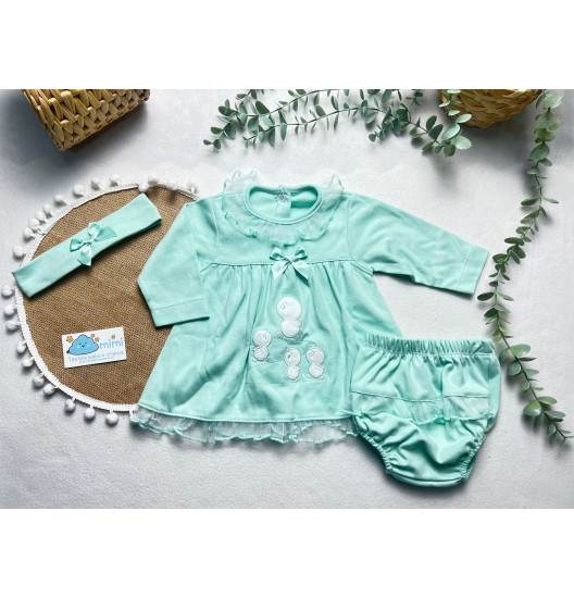 Vestido Patinhos Verde Água  